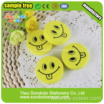 Smile round shape flat gift eraser